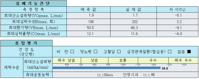 심폐기능 검사 결과